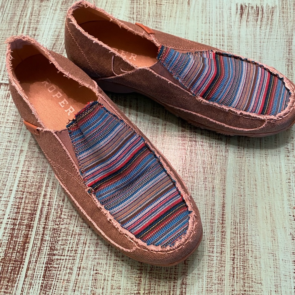Roper Slip On Driving Mocs Western Serape Southwest 9.5
